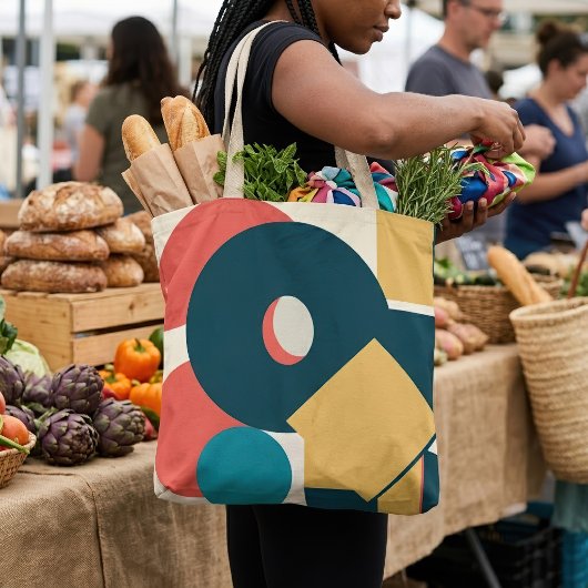 Tote Bag Conception d'art géométrique abstrait rétro au ris