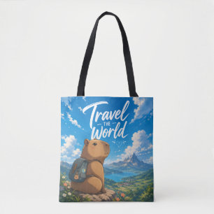 Tote Bag Conception d'aventure de capybara d'anime Voyage d
