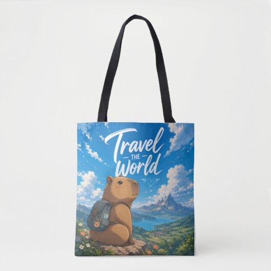Tote Bag Conception d'aventure de capybara d'anime Voyage d (Devant)