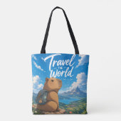 Tote Bag Conception d'aventure de capybara d'anime Voyage d (Dos)