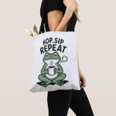 Tote Bag Conception de café de grenouille drôle Hop Sip Rep (De près)