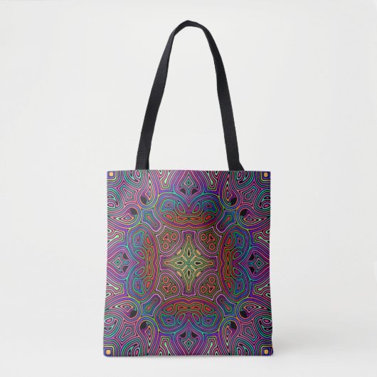 Tote Bag conception de carreaux multicolores abstraits (Devant)