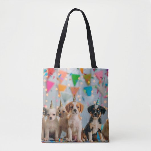 Tote Bag Conception de célébration d'anniversaire de chiots (Devant)