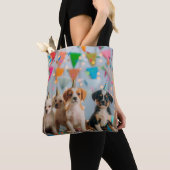 Tote Bag Conception de célébration d'anniversaire de chiots (De près)