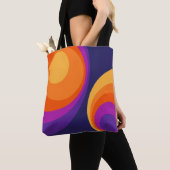 Tote Bag Conception de cercles rétro colorés (De près)