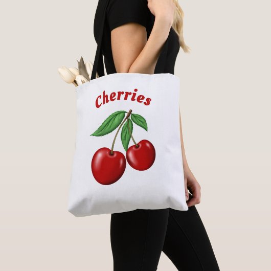 Tote Bag Conception de Cerises Rouges Personnalisées (De près)