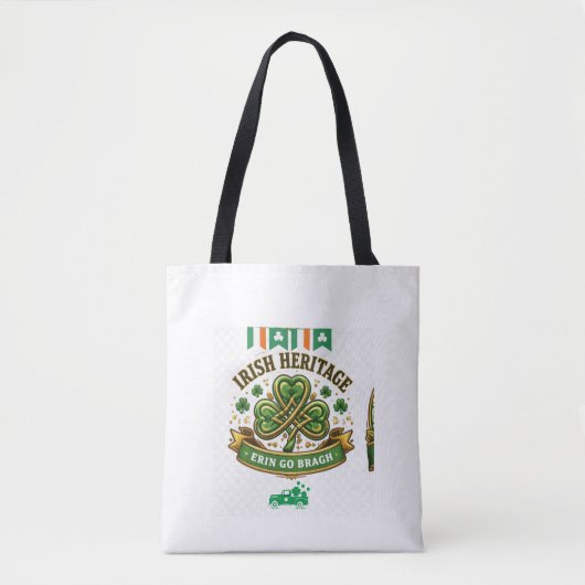 Tote Bag Conception de Charme Chanceux Trèfle Vert (Devant)