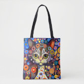 TOTE BAG CONCEPTION DE CHAT EN ARRIÈRE FLEURS ABSTRAITES (Devant)