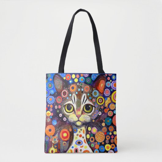 TOTE BAG CONCEPTION DE CHAT EN ARRIÈRE FLEURS ABSTRAITES (Devant)
