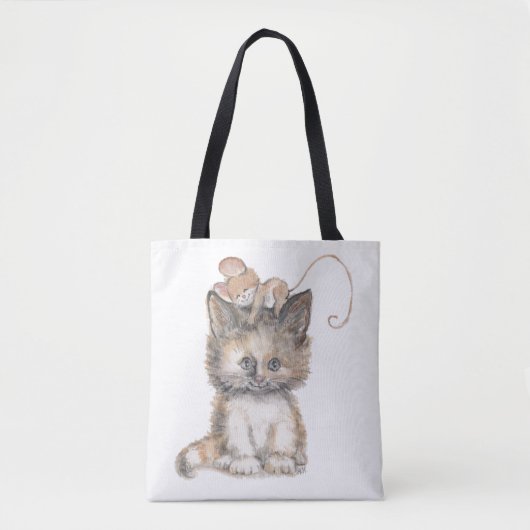 Tote Bag Conception de chat et de souris sur un Fourre-tout (Devant)