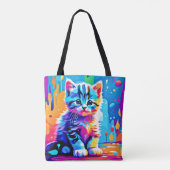 Tote Bag Conception de chaton colorée (Dos)