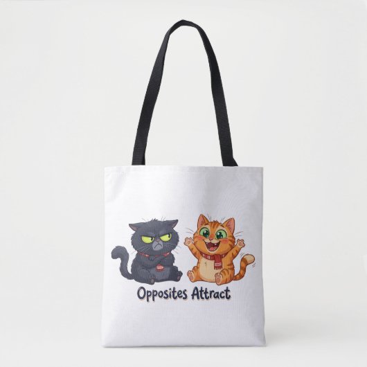 Tote Bag Conception de chats mignons attirés par les opposé (Devant)
