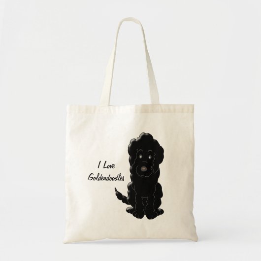 Tote Bag Conception de chien Goldendoodle noir (Devant)