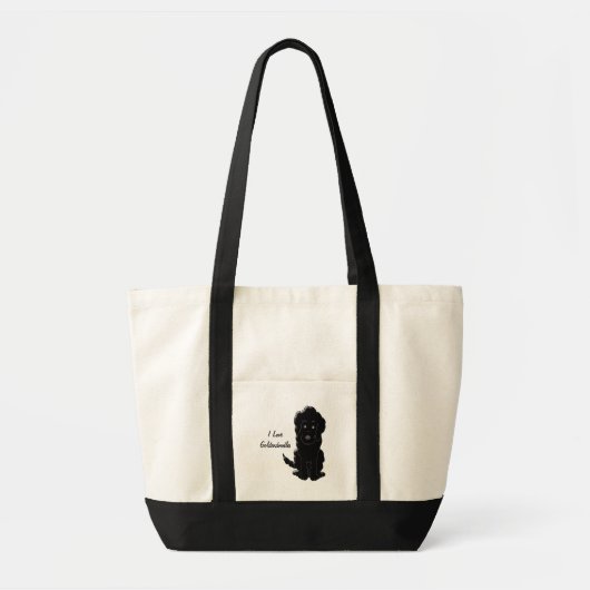 Tote Bag Conception de chien Goldendoodle noir (Devant)