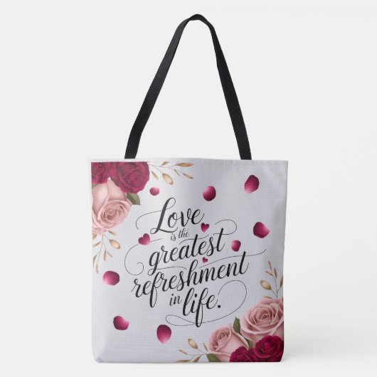 Tote Bag Conception de citation florale de rose élégante (Devant)