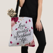 Tote Bag Conception de citation florale de rose élégante (De près)