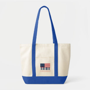 Tote Bag Conception de clavier de piano de drapeau américai