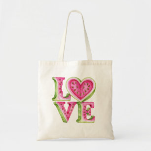 Tote Bag Conception de cœur d'amour de pastèque mignonne