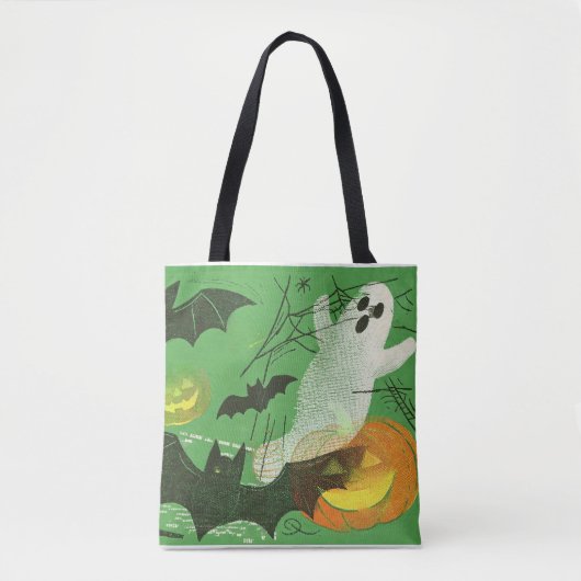 Tote Bag Conception de collage effrayant, Halloween rétro v (Devant)