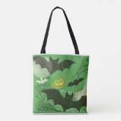 Tote Bag Conception de collage effrayant, Halloween rétro v (Dos)