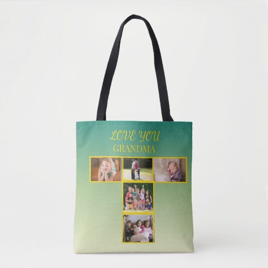 Tote Bag Conception de collage en T doré en hommage (Devant)