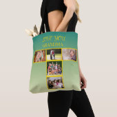 Tote Bag Conception de collage en T doré en hommage (De près)