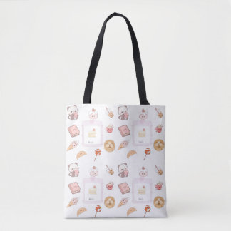 Tote Bag Conception de dessert friandises rose mignonne Kaw