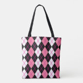 Tote Bag Conception de diamant en argyle rose noir blanc (Dos)