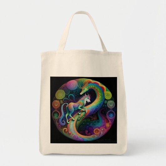 Tote Bag Conception de dragon de ronds psychédéliques (Devant)