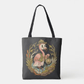 Tote Bag Conception de flamant rose de marais effrayant vin (Dos)