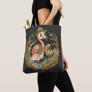 Tote Bag Conception de flamant rose de marais effrayant vin