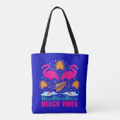 Tote Bag Conception de flamants roses de vibes de plage (Dos)