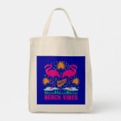 Tote Bag Conception de flamants roses de vibes de plage (Dos)