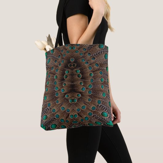 Tote Bag Conception de fractale de plume de faisan (De près)