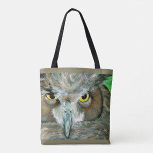 Tote Bag Conception de hibou : (Teal/Taupe) Fourre-tout