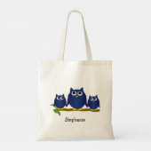 Tote Bag Conception de hiboux bleus personnalisés (Dos)