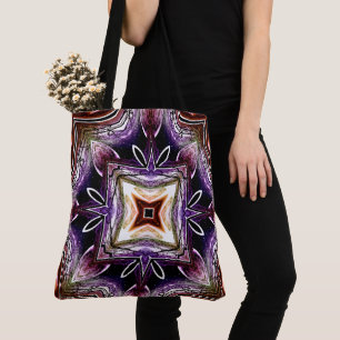 Tote Bag Conception de kaléidoscope cosmique violet et oran
