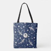 Tote Bag Conception de Koi de Japonais de bleu royal (Dos)