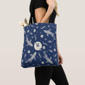 Tote Bag Conception de Koi de Japonais de bleu royal (De près)