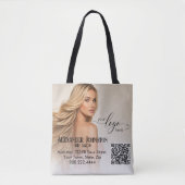 Tote Bag Conception de la marque QR du salon de coiffure Fl (Devant)