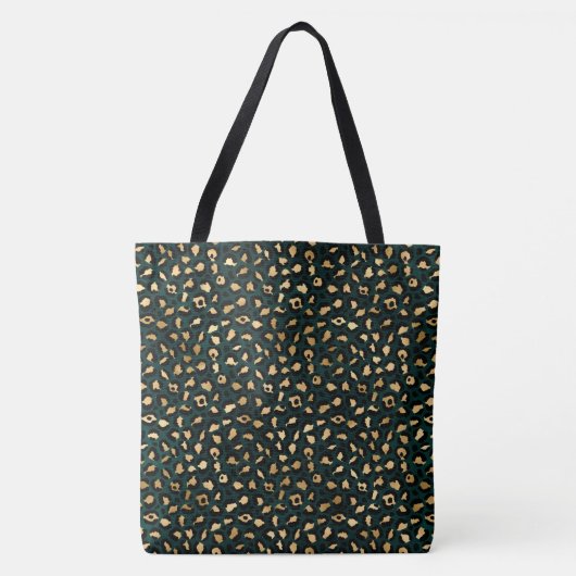Tote Bag Conception de la série Léopard sarcelle et or 1 (Devant)