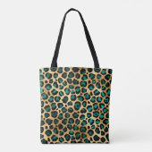 Tote Bag Conception de la série Léopard sarcelle et or 14 (Dos)