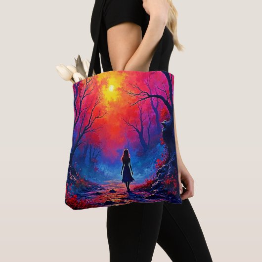 Tote Bag Conception de la solitude de la fille de la forêt (De près)