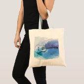 Tote Bag Conception de l'aquarelle de la Guitare Skyline de (Devant (produit))