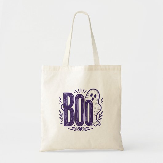 Tote Bag Conception de linogravure de fantôme BOO pour Hall (Devant)