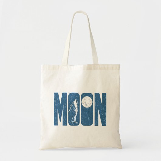 Tote Bag Conception de linogravure Halloween Moon Wolf (Devant)