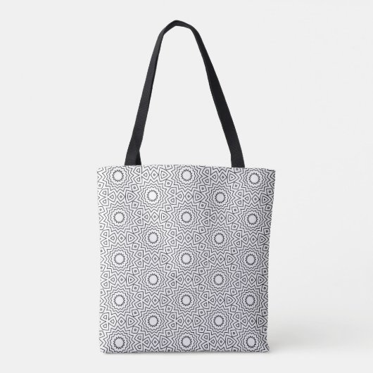 Tote Bag Conception de mandala abstraite sans couture noir (Dos)
