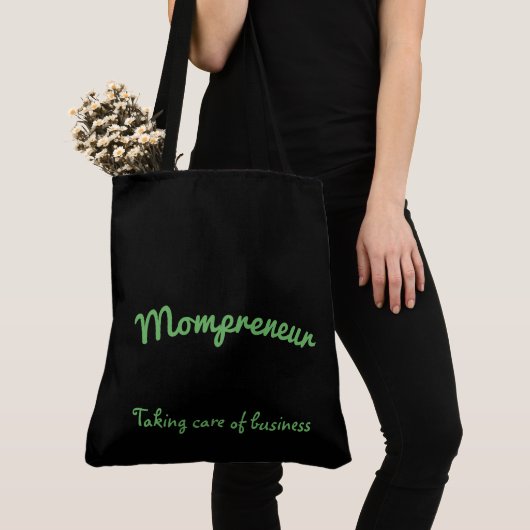 Tote Bag Conception de mandala pour fleur noire et verte Mo (De près)