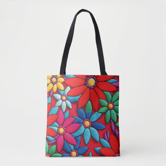 Tote Bag Conception de marguerite brodée (Devant)