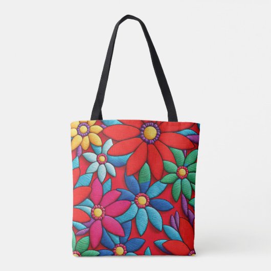 Tote Bag Conception de marguerite brodée (Dos)